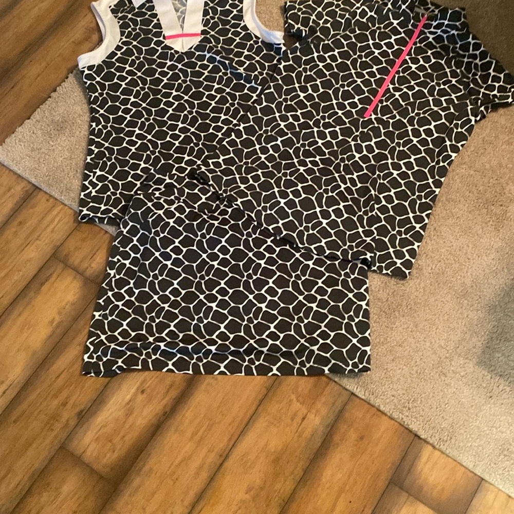 Black and White Patterned Top and Skirt Set